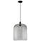 Downtown Bridal Veil 12"W Cord Black Mini Pendant w/ Light Smoke Shade