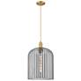 1_Downtown Bridal Veil 12"W Cord Brass Mini Pendant w/ Light Smoke Shade