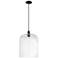 Downtown Bridal Veil 12"W Cord Matte Black Mini Pendant w/ Clear Shade