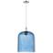 Downtown Bridal Veil 12"W Cord Satin Nickel Mini Pendant w/ Blue Shade