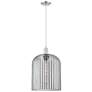 Downtown Bridal Veil 12"W Cord Satin Nickel Pendant w/ Light Smoke Shade