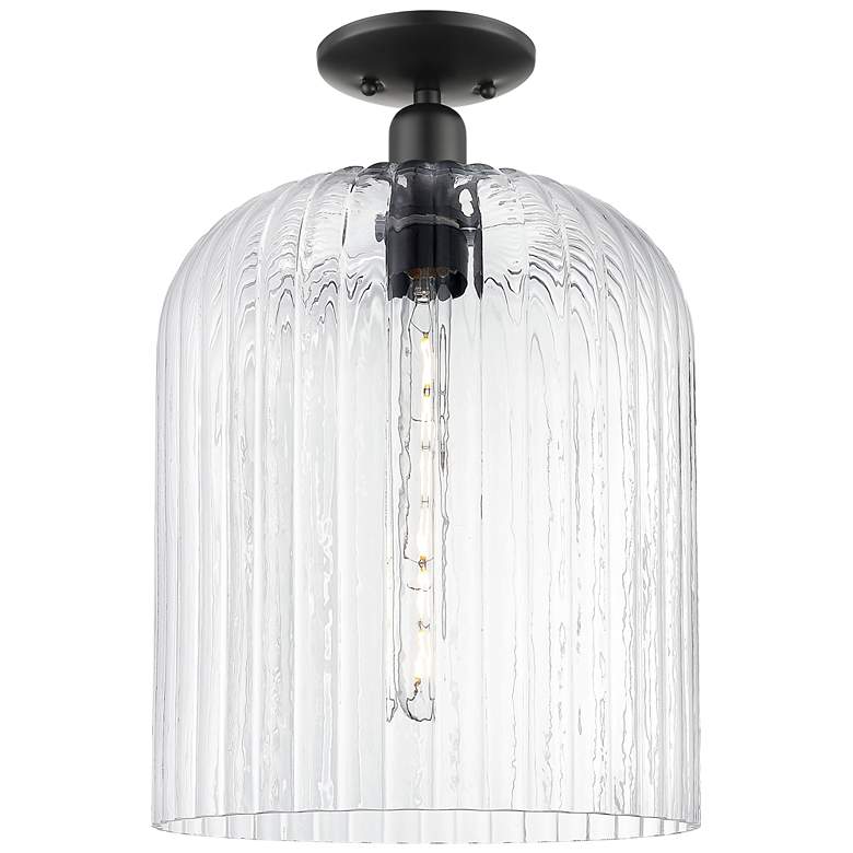 Image 1 Downtown Bridal Veil 12"W Matte Black Semi Flush Mount w/ Clear Shade