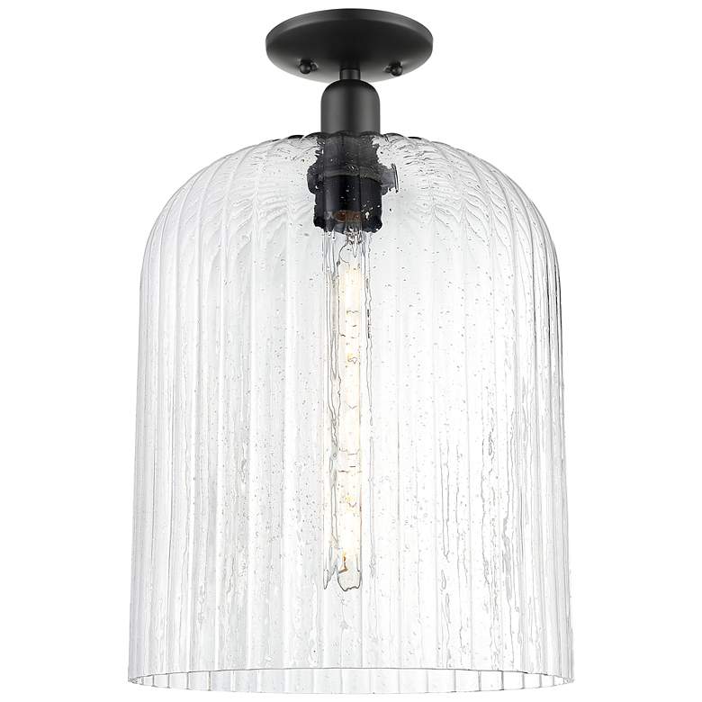 Image 1 Downtown Bridal Veil 12"W Matte Black Semi Flush Mount w/ Seedy Shade