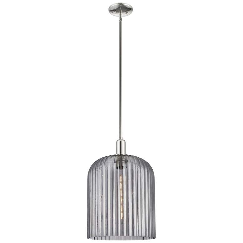 Image 1 Downtown Bridal Veil 12"W Nickel Mini Pendant w/ Light Smoke Shade