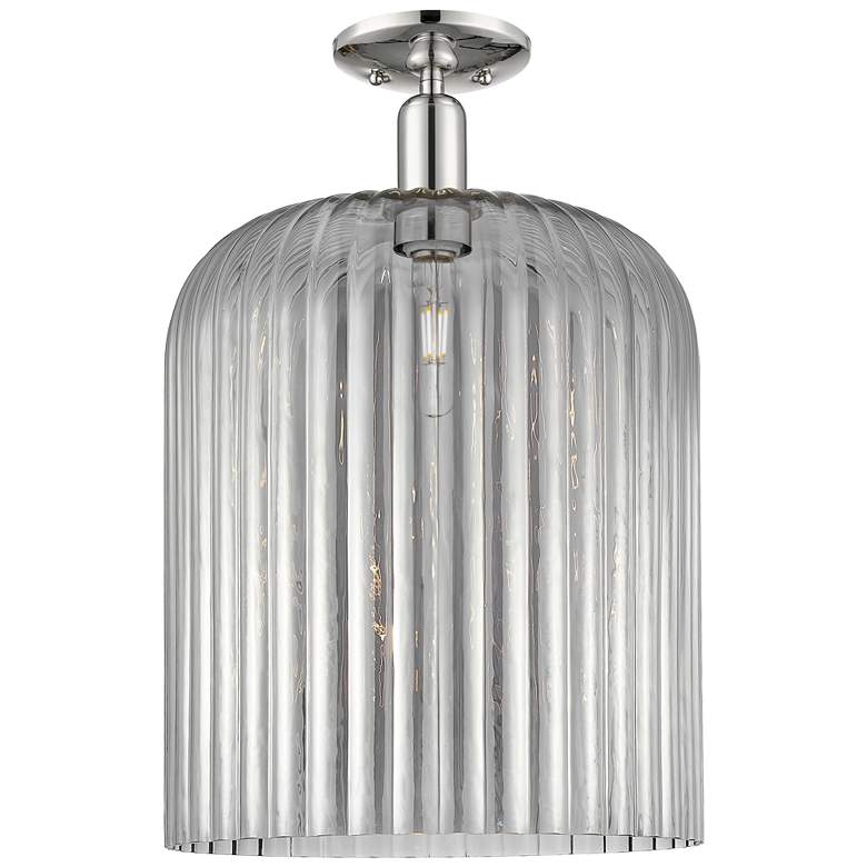Image 1 Downtown Bridal Veil 12"W Nickel Semi Flush Mount w/ Light Smoke Shade