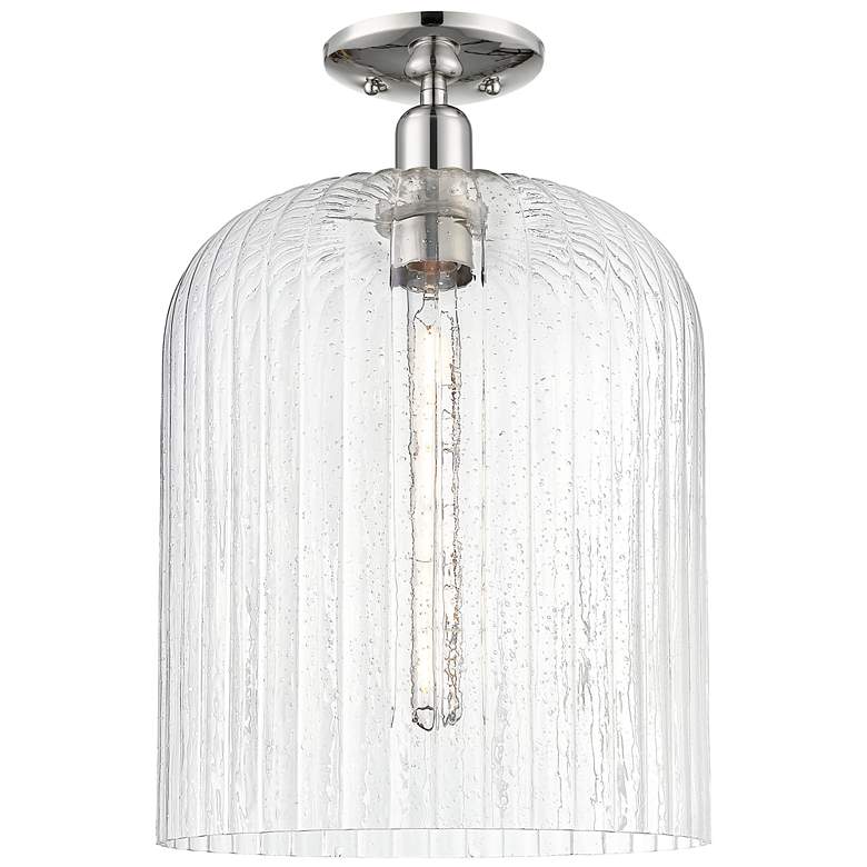 Image 1 Downtown Bridal Veil 12"W Nickel Semi Flush Mount w/ Seedy Shade