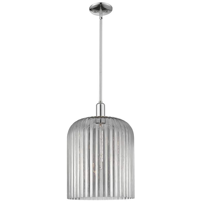 Image 1 Downtown Bridal Veil 12"W Polished Chrome Pendant w/ Light Smoke Shade