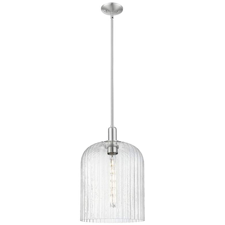 Image 1 Downtown Bridal Veil 12"W Satin Nickel Mini Pendant w/ Seedy Shade