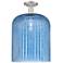 Downtown Bridal Veil 12"W Satin Nickel Semi Flush Mount w/ Blue Shade