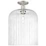 Downtown Bridal Veil 12"W Satin Nickel Semi Flush Mount w/ Clear Shade