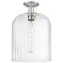 Downtown Bridal Veil 12"W Satin Nickel Semi Flush Mount w/ Seedy Shade