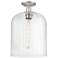 Downtown Bridal Veil 12"W Satin Nickel Semi Flush Mount w/ Seedy Shade