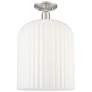 Downtown Bridal Veil 12"W Satin Nickel Semi-Flush w/ Gloss White Shade