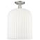 Downtown Bridal Veil 12"W Satin Nickel Semi-Flush w/ Gloss White Shade
