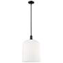 1_Downtown Bridal Veil 12"W Stem Black Mini Pendant w/ Gloss White Shade