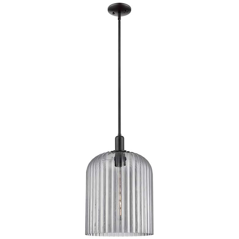 Image 1 Downtown Bridal Veil 12"W Stem Black Mini Pendant w/ Light Smoke Shade