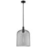 1_Downtown Bridal Veil 12"W Stem Black Mini Pendant w/ Light Smoke Shade