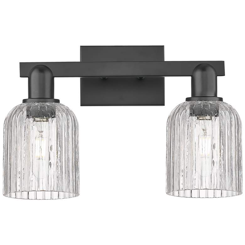 Image 1 Downtown Bridal Veil 16"W Black Vanity Light w/ Clear Swirl Shade