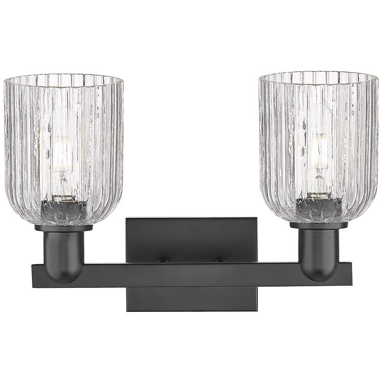 Image 2 Downtown Bridal Veil 16"W Black Vanity Light w/ Clear Swirl Shade more views