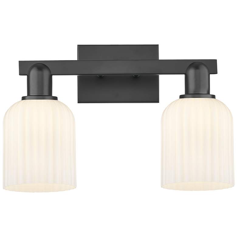 Image 1 Downtown Bridal Veil 16"W Black Vanity Light w/ White Swirl Shade