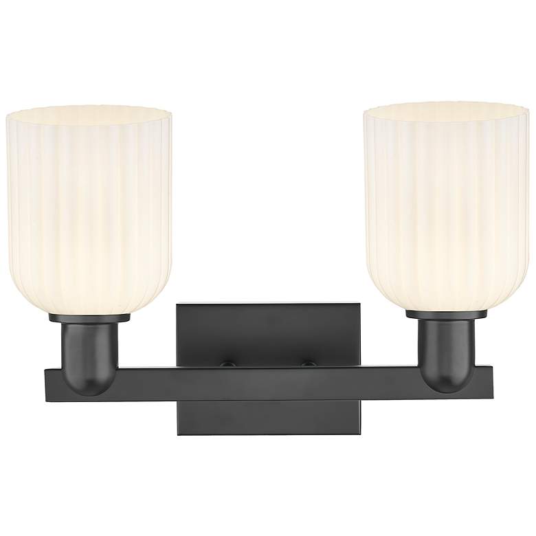 Image 2 Downtown Bridal Veil 16"W Black Vanity Light w/ White Swirl Shade more views