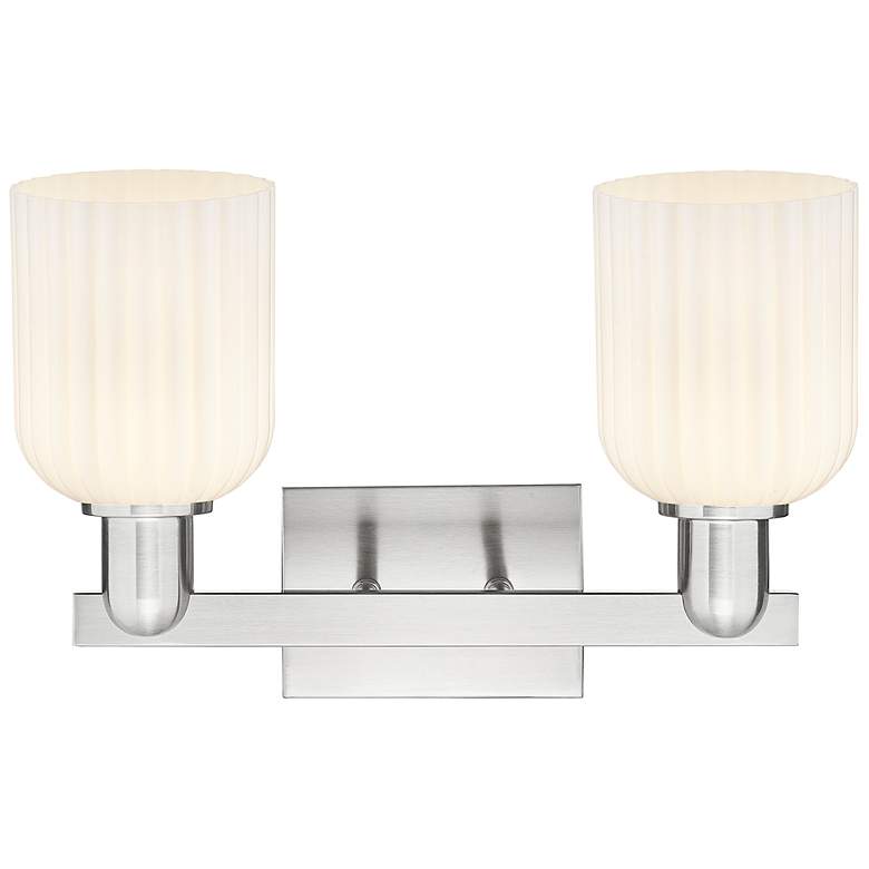 Image 2 Downtown Bridal Veil 16"W Satin Nickel Vanity Light w/ White Swirl Shade more views