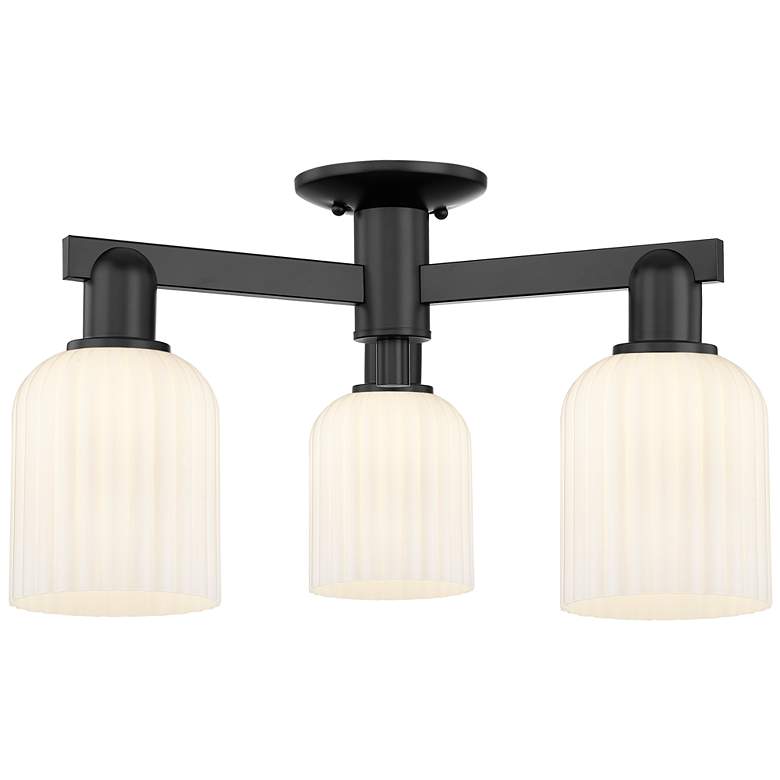 Image 1 Downtown Bridal Veil 23"W Black Semi-Flush w/ White Swirl Shade