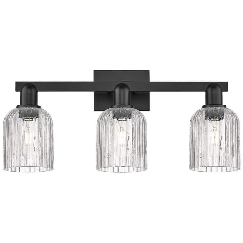 Image 1 Downtown Bridal Veil 24"W Black Vanity Light w/ Clear Swirl Shade
