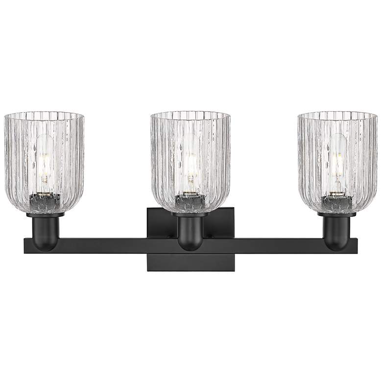 Image 2 Downtown Bridal Veil 24"W Black Vanity Light w/ Clear Swirl Shade more views