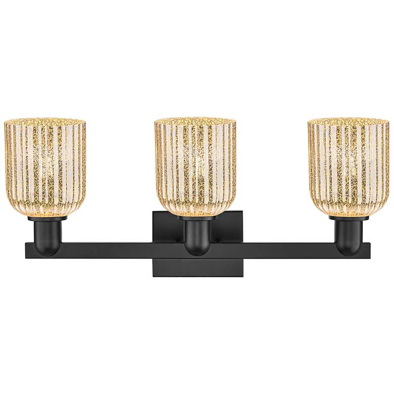 Image 2 Downtown Bridal Veil 24"W Black Vanity Light w/ Mercury Swirl Shade more views