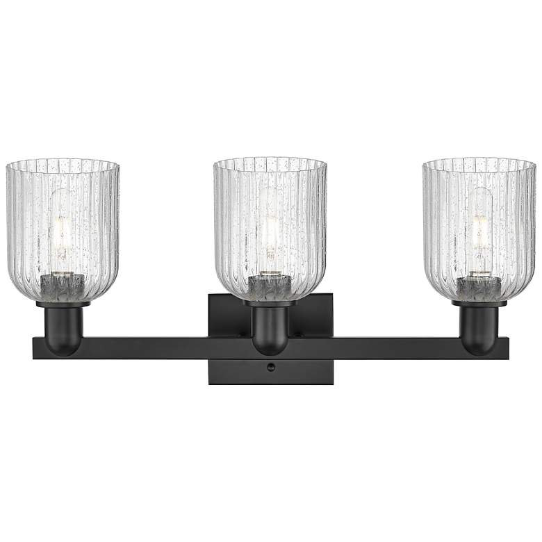 Image 2 Downtown Bridal Veil 24"W Black Vanity Light w/ Seedy Swirl Shade more views