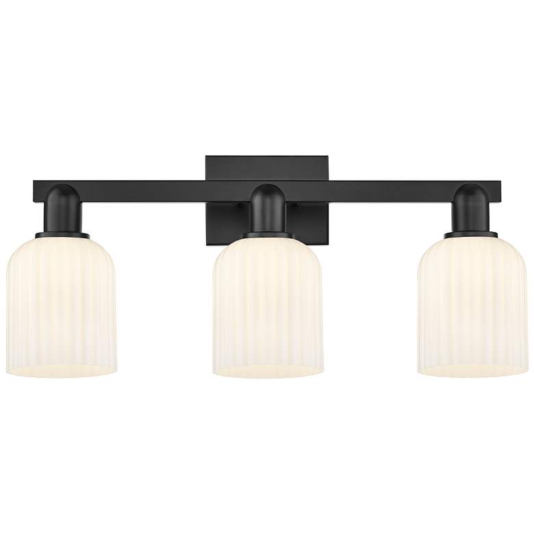 Image 1 Downtown Bridal Veil 24"W Black Vanity Light w/ White Swirl Shade