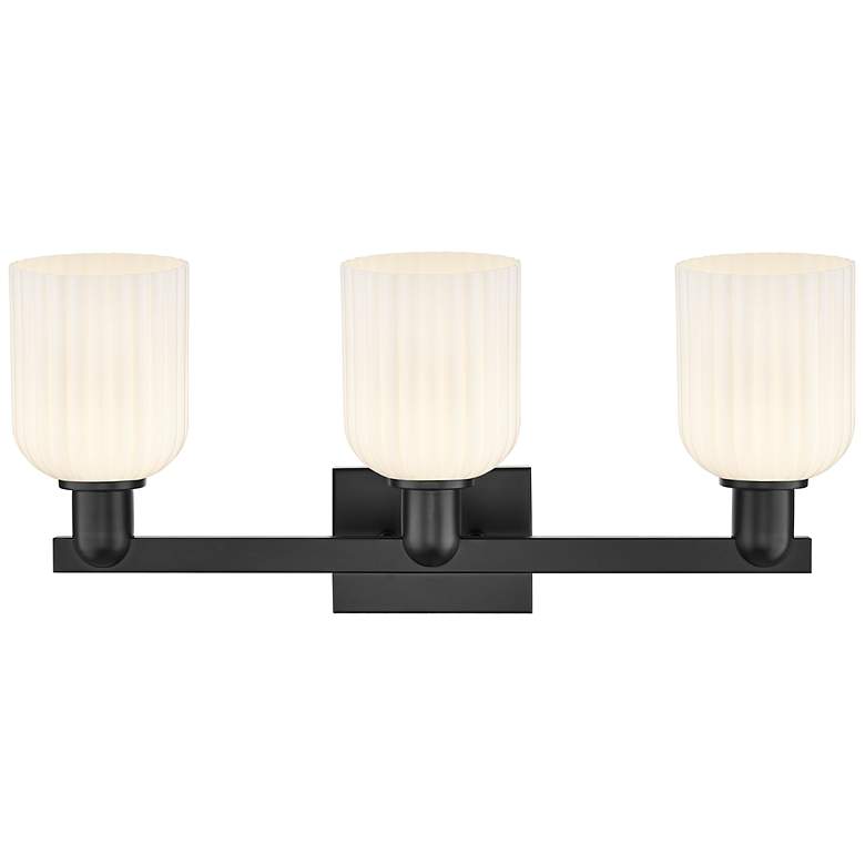 Image 2 Downtown Bridal Veil 24"W Black Vanity Light w/ White Swirl Shade more views