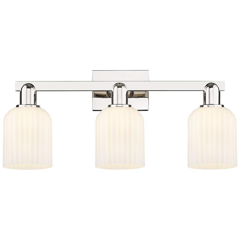 Image 1 Downtown Bridal Veil 24"W Nickel Vanity Light w/ White Swirl Shade