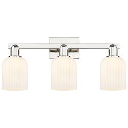 Downtown Bridal Veil 24"W Nickel Vanity Light w/ White Swirl Shade