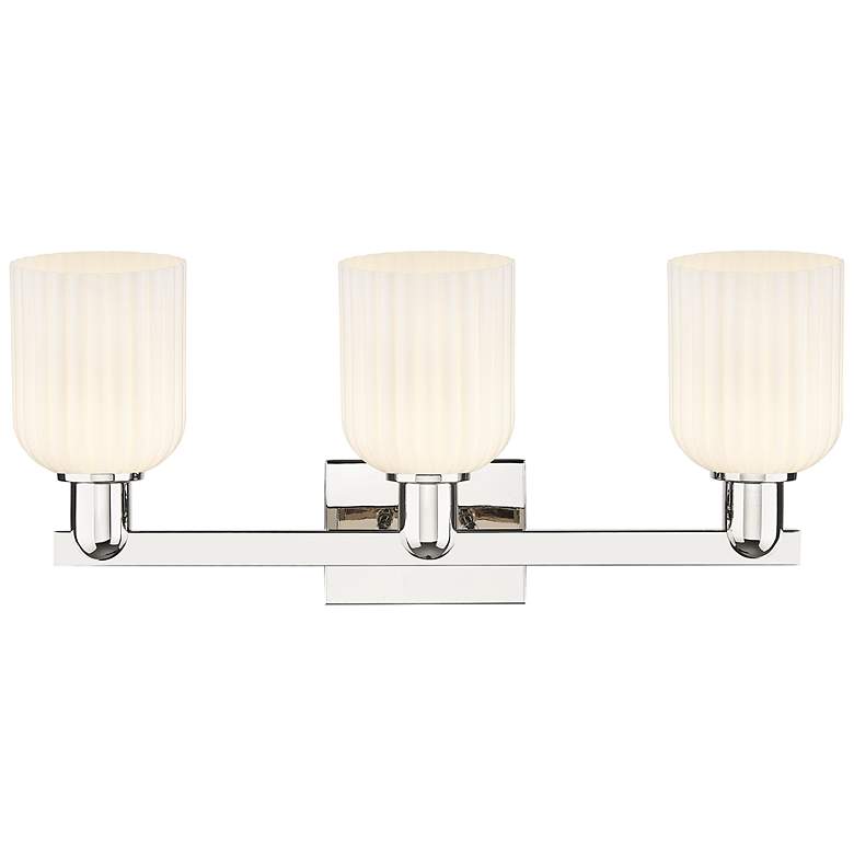 Image 2 Downtown Bridal Veil 24"W Nickel Vanity Light w/ White Swirl Shade more views