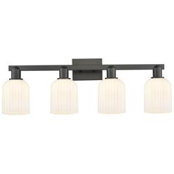 Downtown Bridal Veil 32"W Black Vanity Light w/ White Swirl Shade