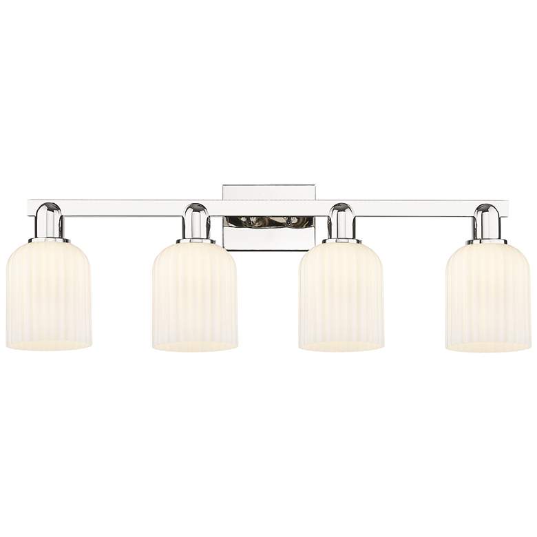 Image 1 Downtown Bridal Veil 32"W Nickel Vanity Light w/ White Swirl Shade