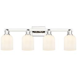 Downtown Bridal Veil 32"W Nickel Vanity Light w/ White Swirl Shade