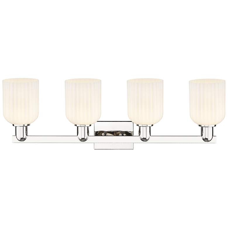 Image 2 Downtown Bridal Veil 32"W Nickel Vanity Light w/ White Swirl Shade more views