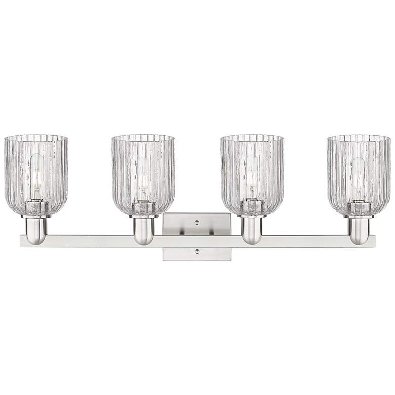 Image 2 Downtown Bridal Veil 32"W Satin Nickel Vanity Light w/ Clear Swirl Shade more views
