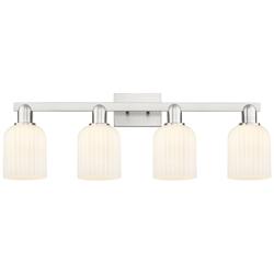 Downtown Bridal Veil 32"W Satin Nickel Vanity Light w/ White Swirl Shade
