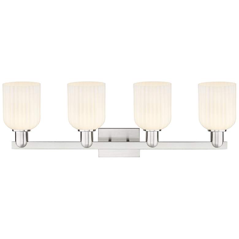 Image 2 Downtown Bridal Veil 32"W Satin Nickel Vanity Light w/ White Swirl Shade more views