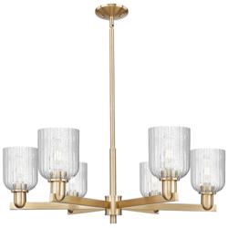 Downtown Bridal Veil 35"W 6 Light Bronze Chandelier w/ Seedy Swirl Shade