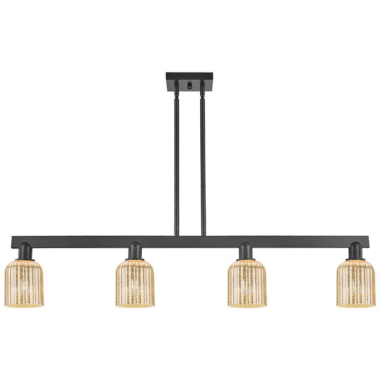 Image 1 Downtown Bridal Veil 48"W Black Island Light w/ Mercury Swirl Shade