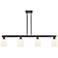 Downtown Bridal Veil 48"W Black Island Light w/ White Swirl Shade