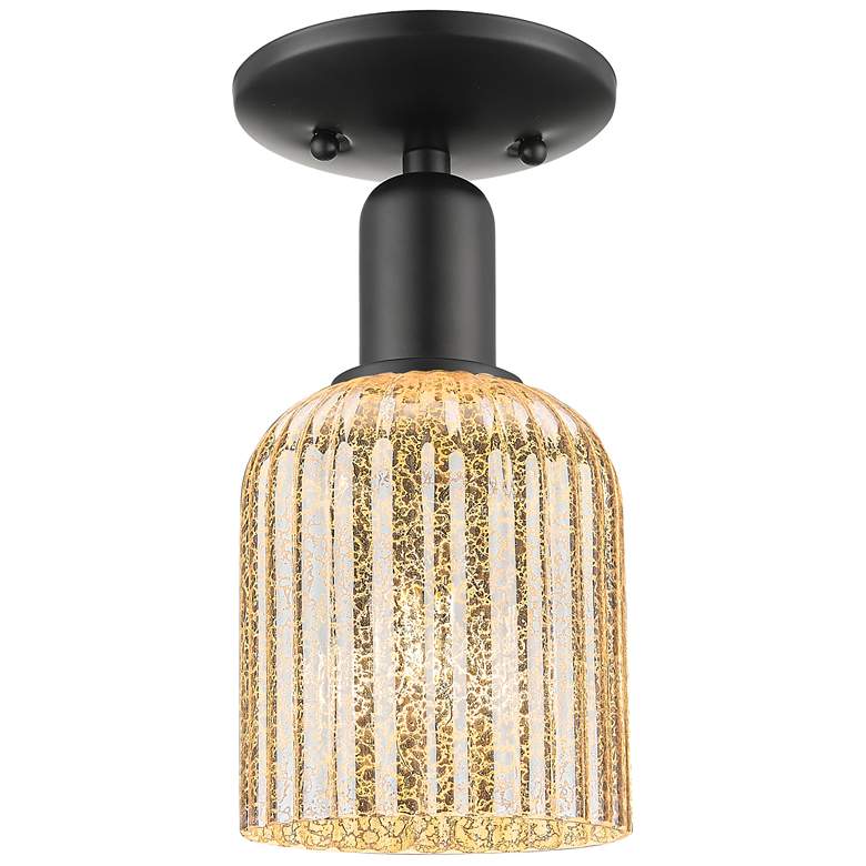 Image 1 Downtown Bridal Veil 5"W Black Semi Flush Mount w/ Mercury Swirl Shade