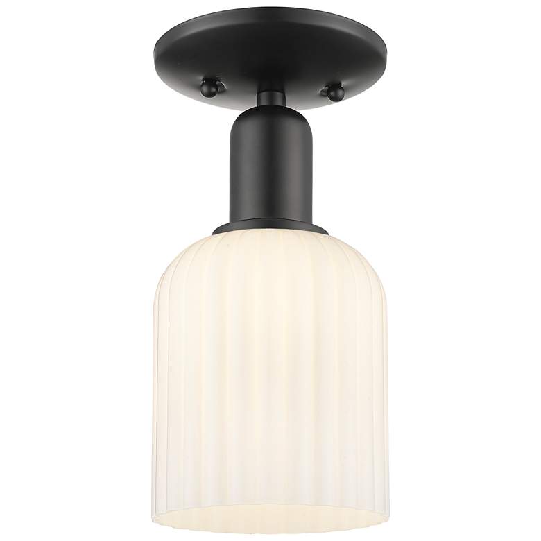 Image 1 Downtown Bridal Veil 5"W Black Semi Flush Mount w/ White Swirl Shade