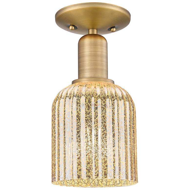 Image 1 Downtown Bridal Veil 5"W Brass Semi Flush Mount w/ Mercury Swirl Shade