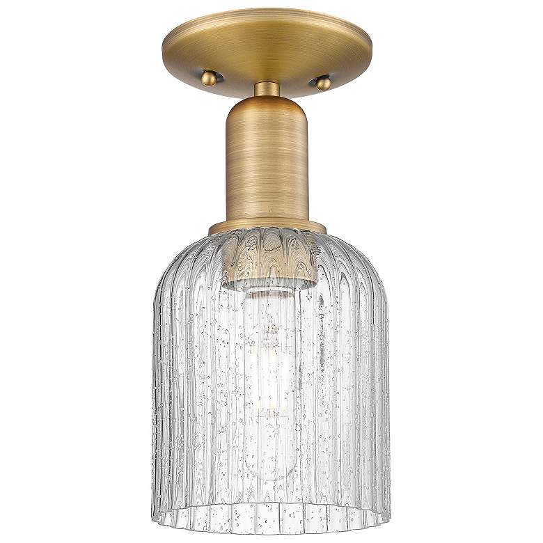Image 1 Downtown Bridal Veil 5"W Brass Semi Flush Mount w/ Seedy Swirl Shade